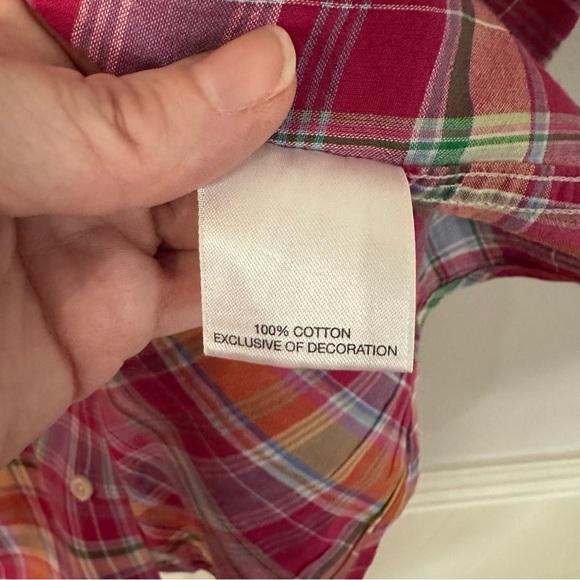 Cremieux Classics Men’s Short Sleeve Pink & Orange Plaid Button Up Sz XL GUC - Picture 5 of 8